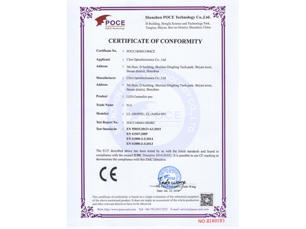 LED Controller psu CE certifications